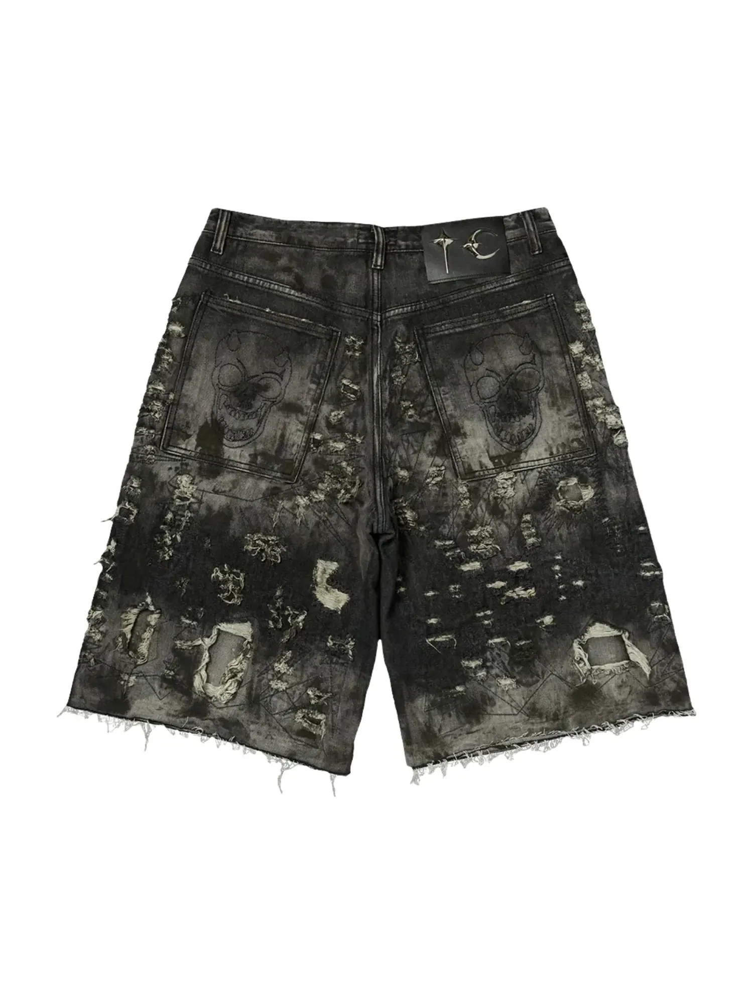 Джинсовые шорты Thug Club Hard Washed Destroyed Denim Shorts, черные, TC26PT1202 — изображение 2 из 2, черный