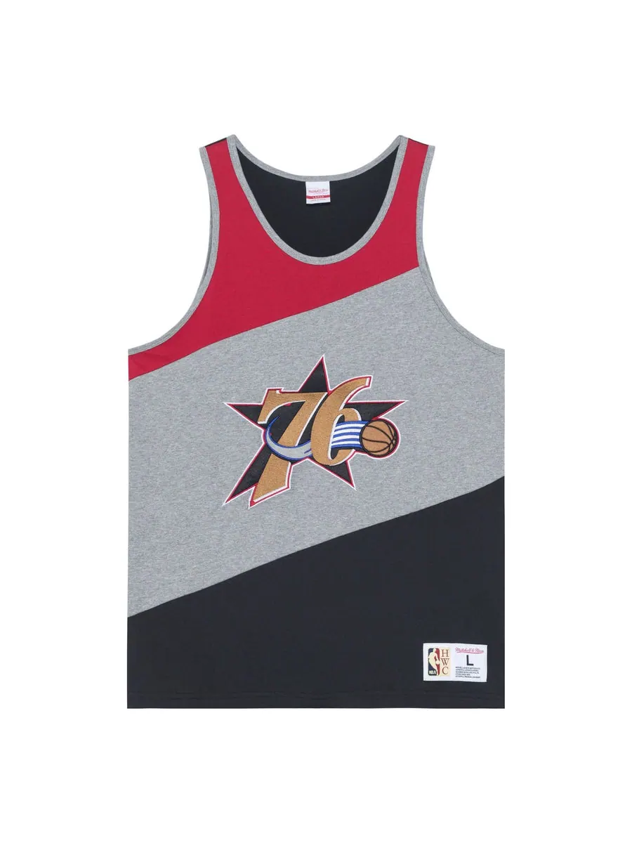 Джерси Mitchell & Ness x NBA HWC Colorblocked Cotton Tank 'Philadelphia 76ers' — изображение 1 из 2, серый
