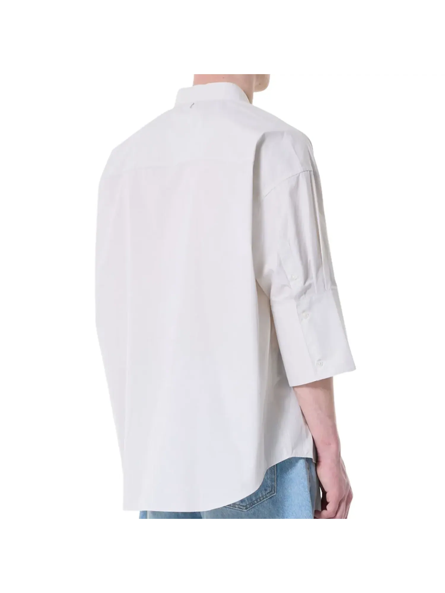 Рубашка AMI Alexandre Mattiussi Mandarin Shirt 'Chalk' — изображение 2 из 2, белый