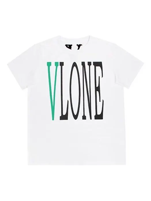 Футболка large logo round neck short sleeve t-shirt 'white green' Vlone — изображение 1 из 4, белый/зеленый