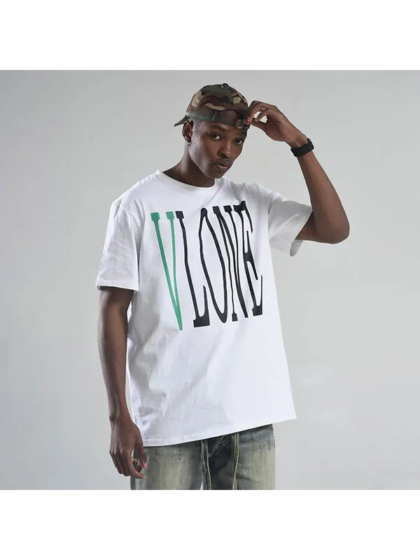 Футболка large logo round neck short sleeve t-shirt 'white green' Vlone — изображение 3 из 4, белый/зеленый