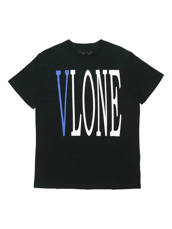 Футболка large logo round neck short sleeve t-shirt 'black blue' Vlone — изображение 1 из 4, черный/синий