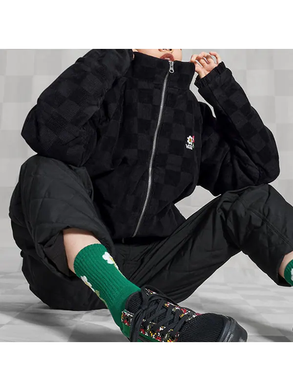 Куртка anaheim floral cord checker jacket 'black' Vans — изображение 3 из 4, черный