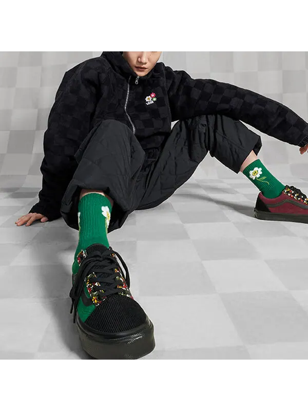 Куртка anaheim floral cord checker jacket 'black' Vans — изображение 4 из 4, черный