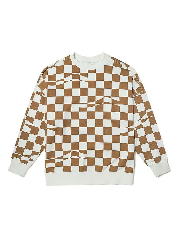 Толстовка checkerboard hoodie 'brown white' Vans — изображение 1 из 2, коричневый/белый
