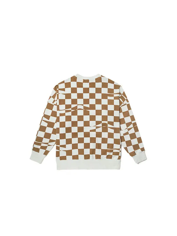 Толстовка checkerboard hoodie 'brown white' Vans — изображение 2 из 2, коричневый/белый