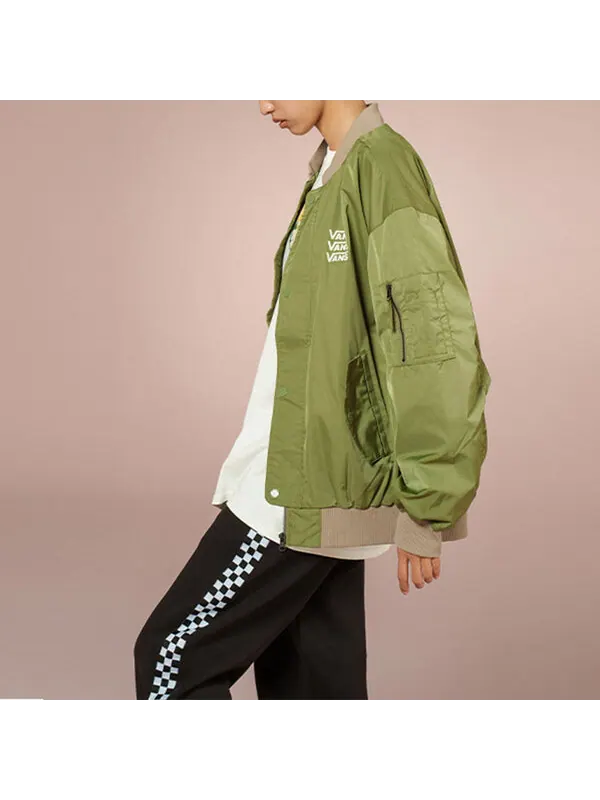 Куртка triple logo baseball jacket 'green' Vans — изображение 4 из 4, зеленый