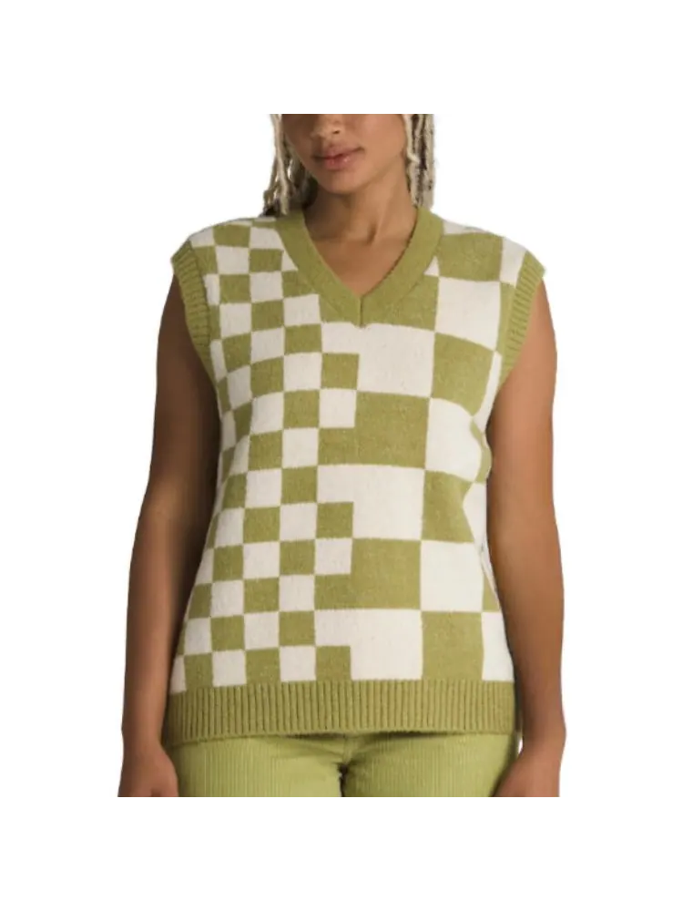 (WMNS) Vans Courtyard Checker Sweater Vest 'Green White' — изображение 3 из 5, зеленый/белый