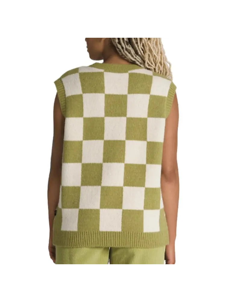 (WMNS) Vans Courtyard Checker Sweater Vest 'Green White' — изображение 4 из 5, зеленый/белый