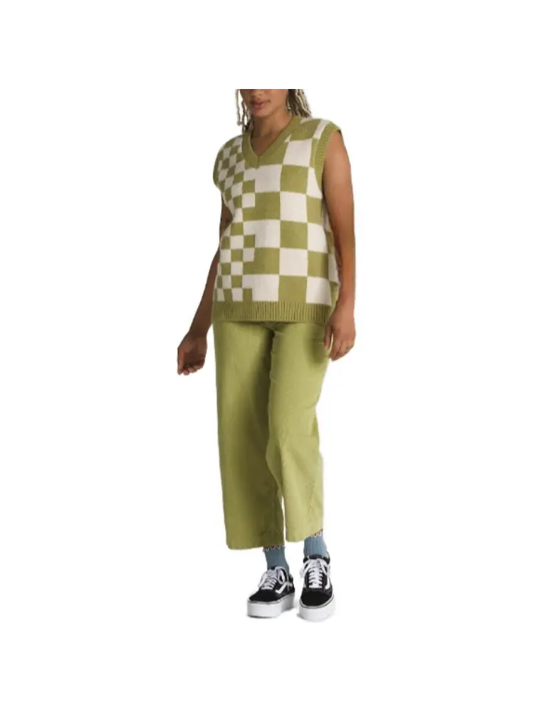 (WMNS) Vans Courtyard Checker Sweater Vest 'Green White' — изображение 5 из 5, зеленый/белый