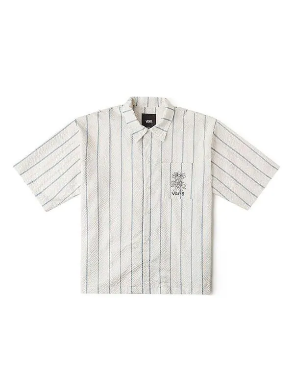 Рубашка stripe short-sleeved shirts 'white blue' Vans