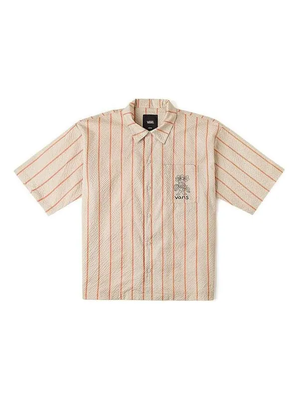 Рубашка stripe short-sleeved shirts 'orange tan' Vans