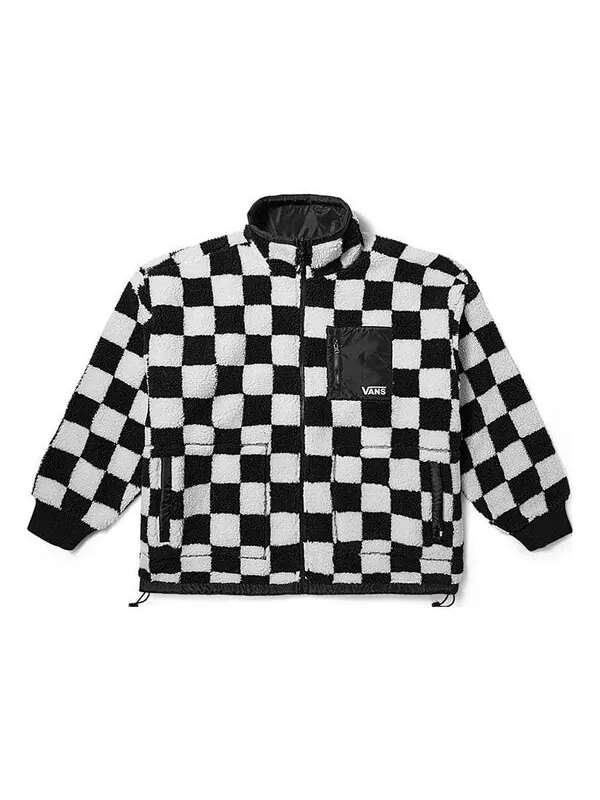 Куртка checkerboard sherpa jacket 'white black' Vans