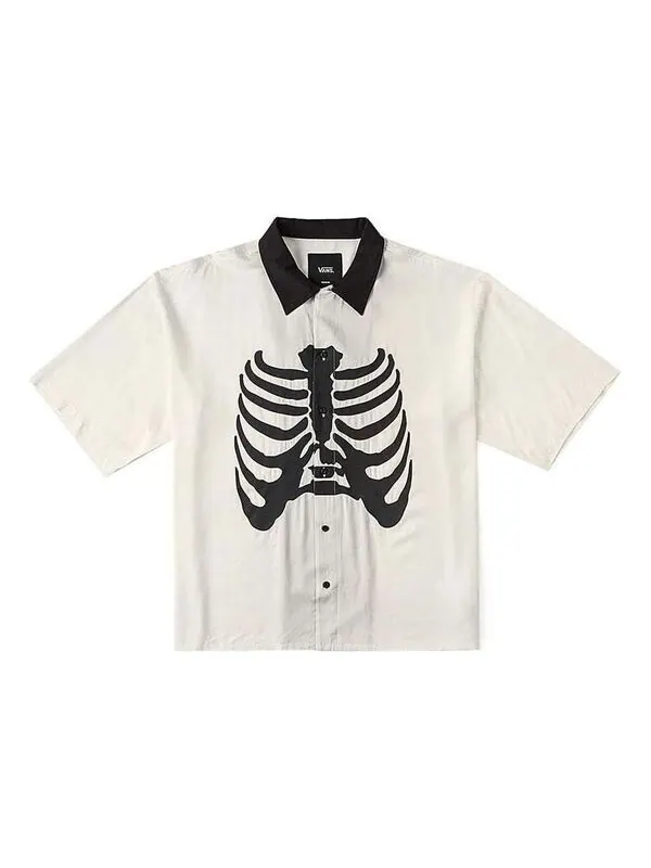 Рубашка skeleton short sleeve shirt 'beige black' Vans