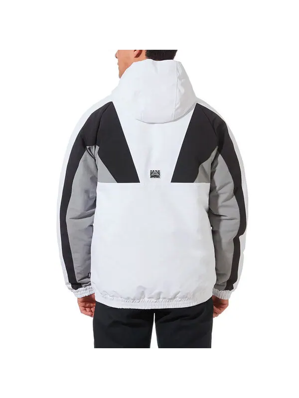 Куртка men's contrast color stitching hooded athleisure casual sports jacket white Vans — изображение 4 из 4, белый