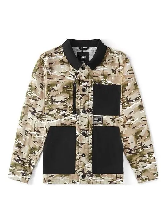 Куртка men's work weird colorblock big pocket lapel jacket camouflage Vans