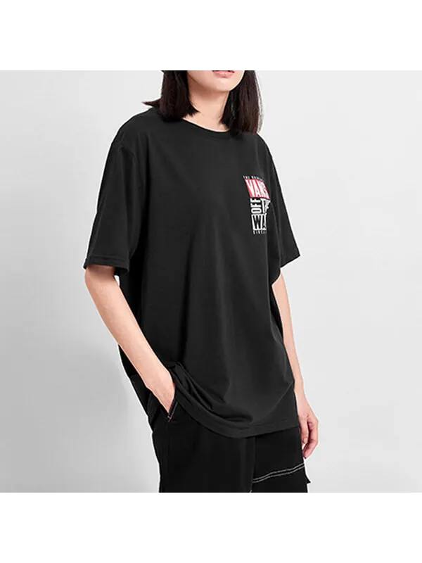 Футболка alphabet printing short sleeve couple style black Vans — изображение 3 из 4, черный