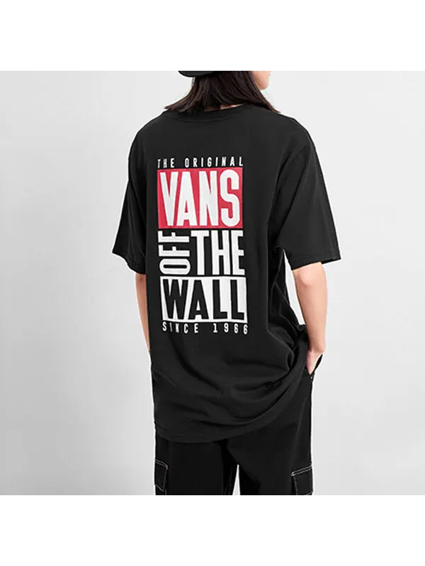 Футболка alphabet printing short sleeve couple style black Vans — изображение 4 из 4, черный