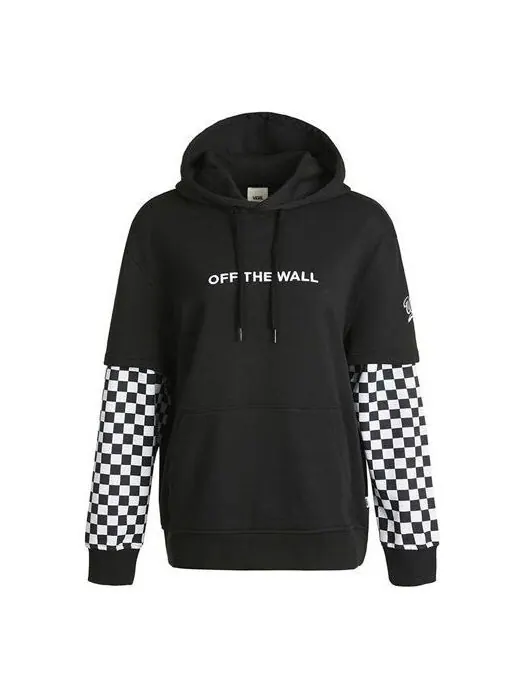 Толстовка logo embroidered checkerboard print hoodies 'black white' Vans — изображение 1 из 3, черный/белый