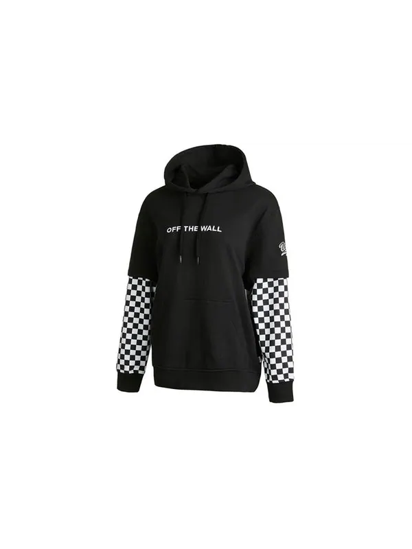 Толстовка logo embroidered checkerboard print hoodies 'black white' Vans — изображение 3 из 3, черный/белый