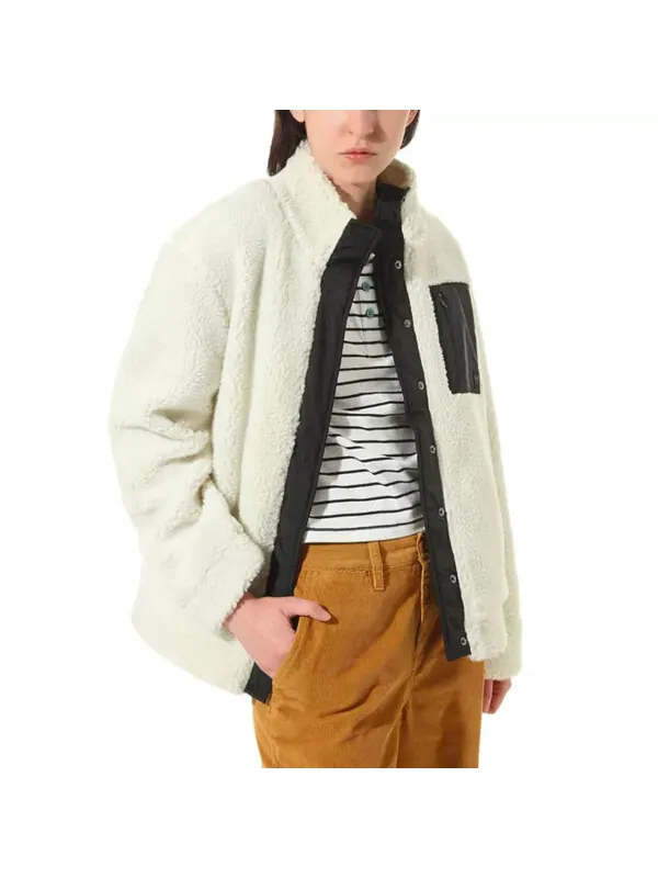 Куртка (WMNS) Vans Embers Jacket 'White' — изображение 2 из 4, бежевый/белый/мульти