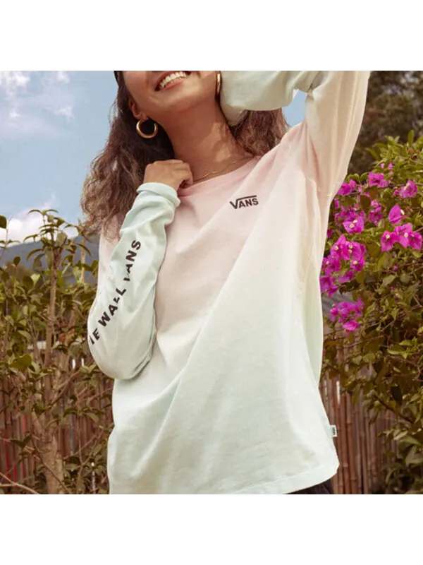 Футболка gradient rainbow unicorn printing long sleeves t-shirt Vans — изображение 3 из 4, бежевый