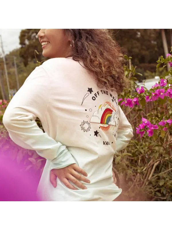Футболка gradient rainbow unicorn printing long sleeves t-shirt Vans — изображение 4 из 4, бежевый