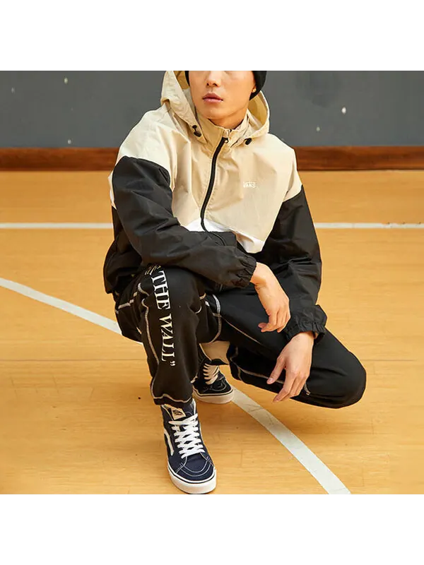 Куртка men's colorblock zipper casual hooded jacket Vans — изображение 3 из 4, бежевый