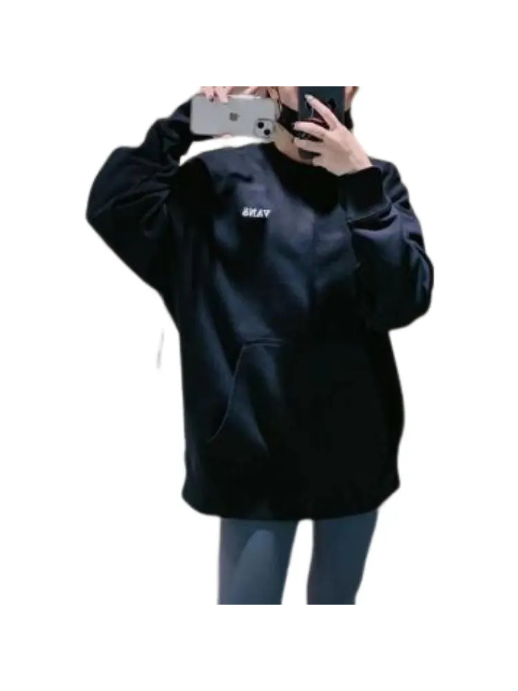 Худи Vans Embroidered Logo Splicing Pullover Unisex Black — изображение 3 из 3, черный