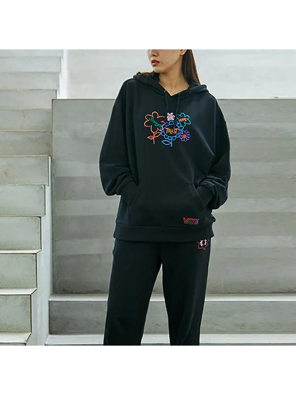 Свитер solid color fleece lined stay warm pullover hoodie black Vans — изображение 3 из 4, черный