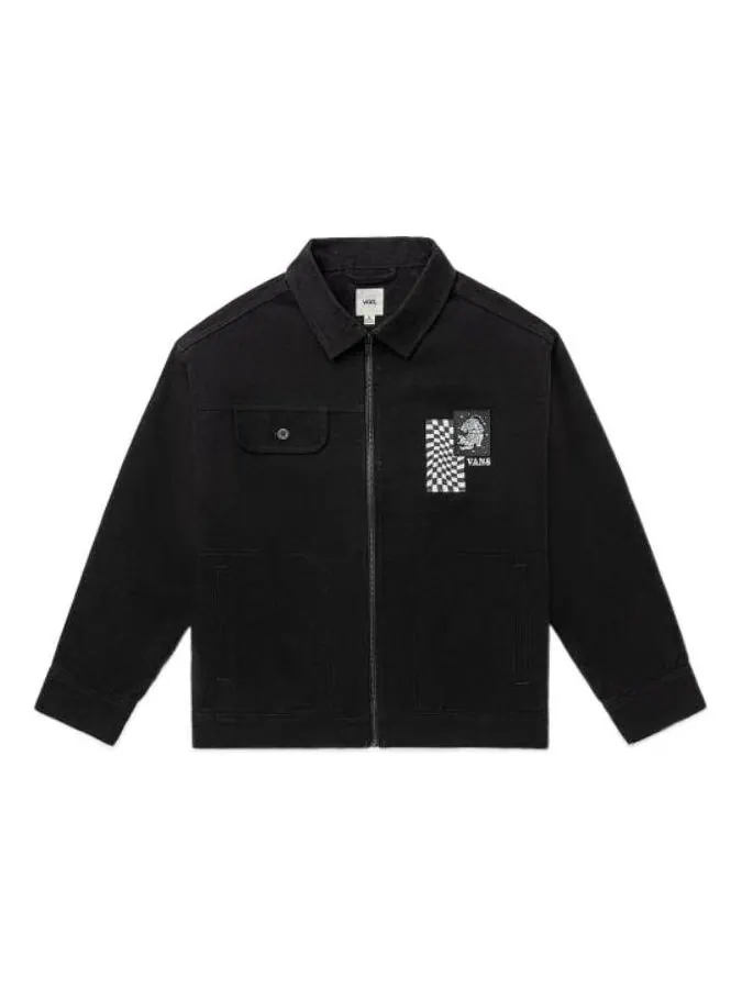 Куртка Vans Printing Embroidered lapel Zipper Long Sleeves Jacket Unisex Black