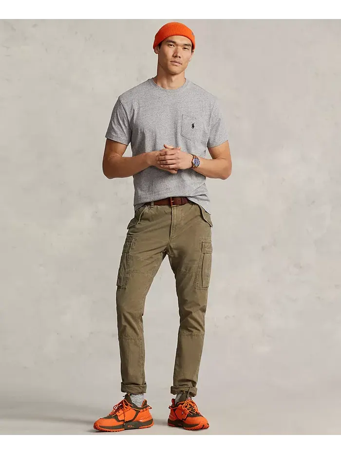 Мужская классическая футболка с круглым вырезом и карманом Polo Ralph Lauren — изображение 6 из 7, коричневый