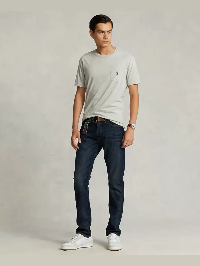 Мужская классическая футболка с карманом и круглым вырезом Polo Ralph Lauren — изображение 3 из 6, серый