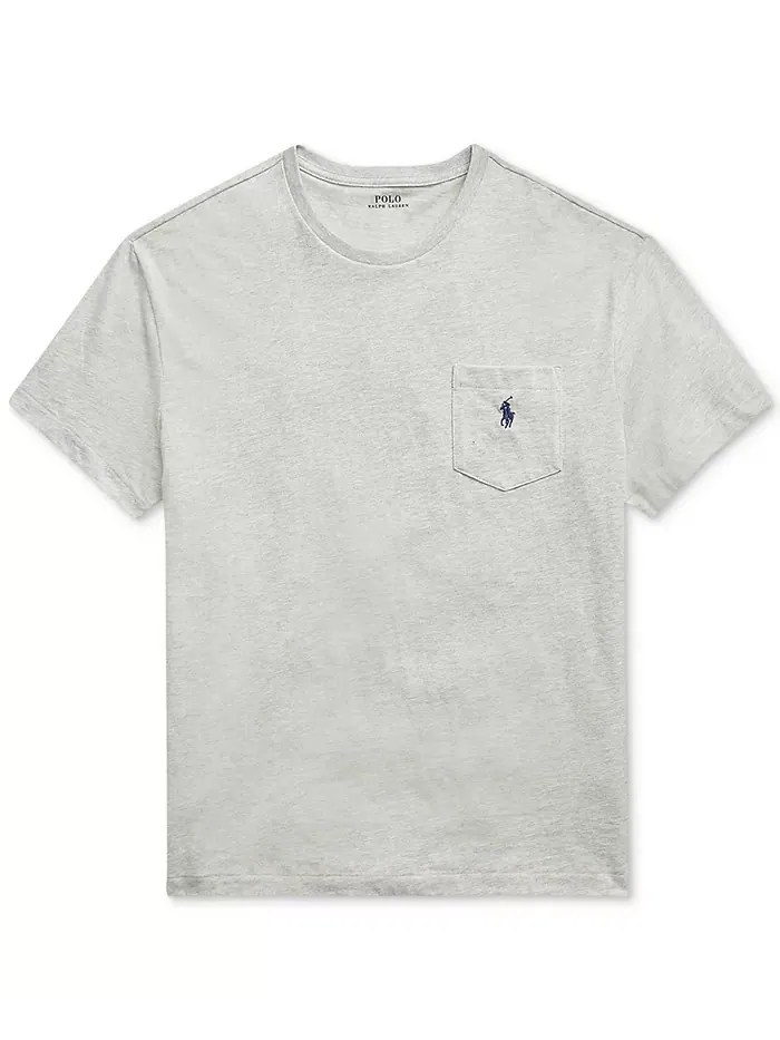 Мужская классическая футболка с карманом и круглым вырезом Polo Ralph Lauren — изображение 5 из 6, серый