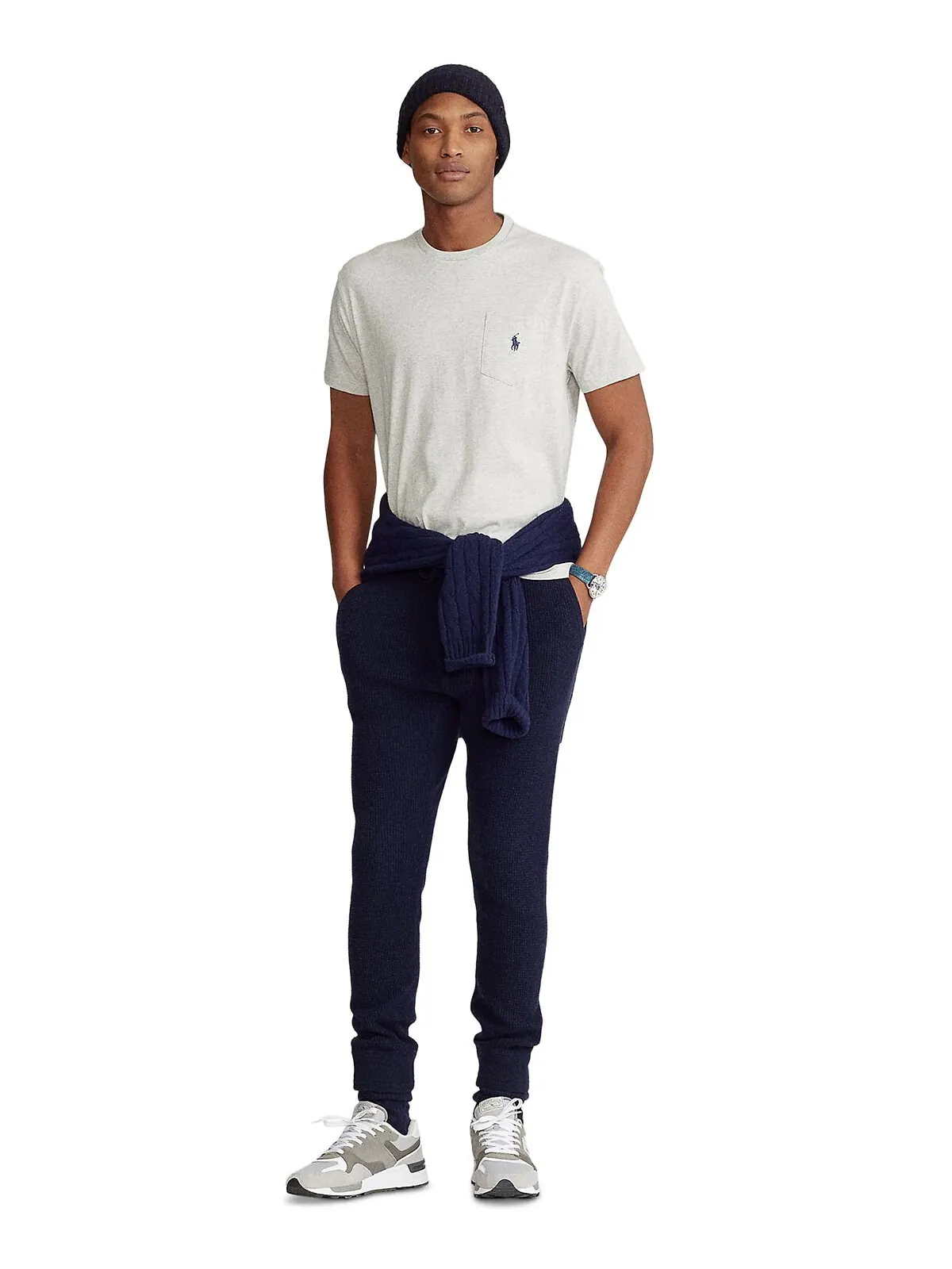 Мужская классическая футболка с круглым вырезом и карманами Polo Ralph Lauren — изображение 3 из 4, серый
