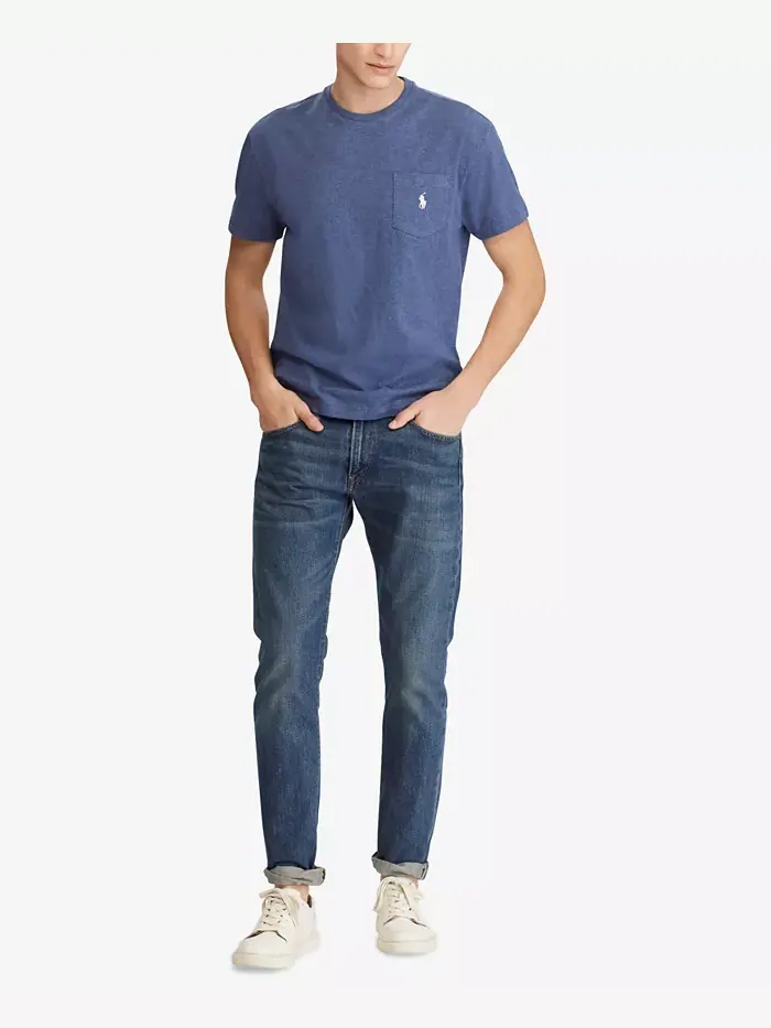 Мужская классическая футболка с круглым вырезом и карманом Polo Ralph Lauren — изображение 3 из 3, синий