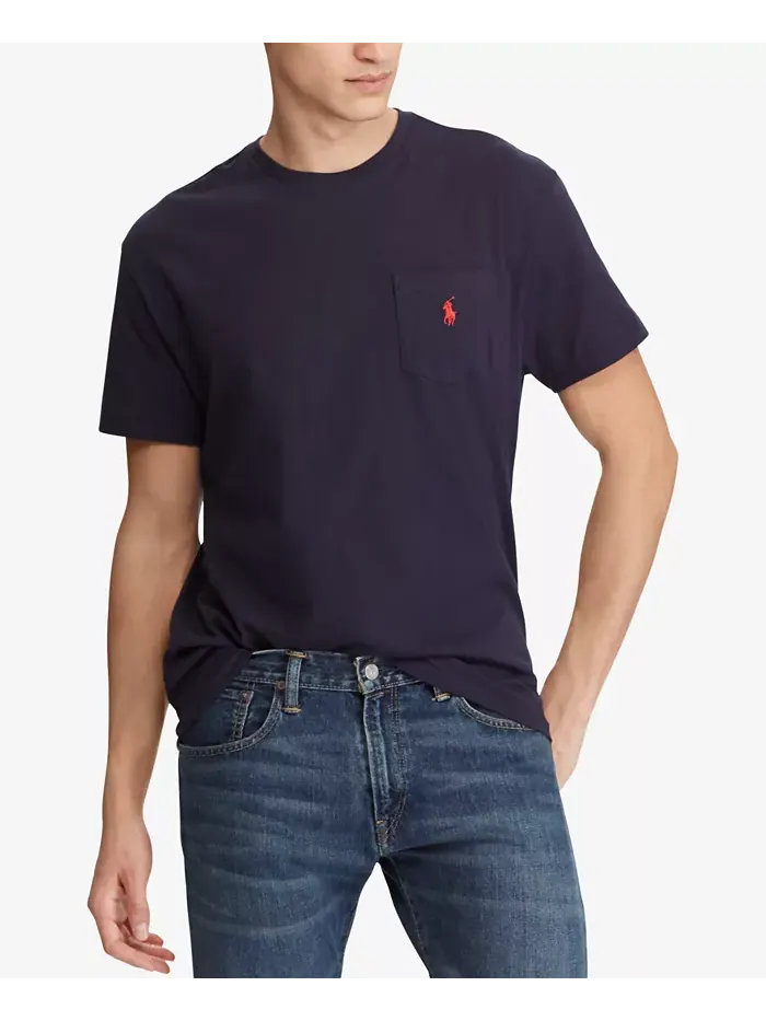 Мужская классическая футболка с карманом и круглым вырезом Polo Ralph Lauren — изображение 1 из 5, синий