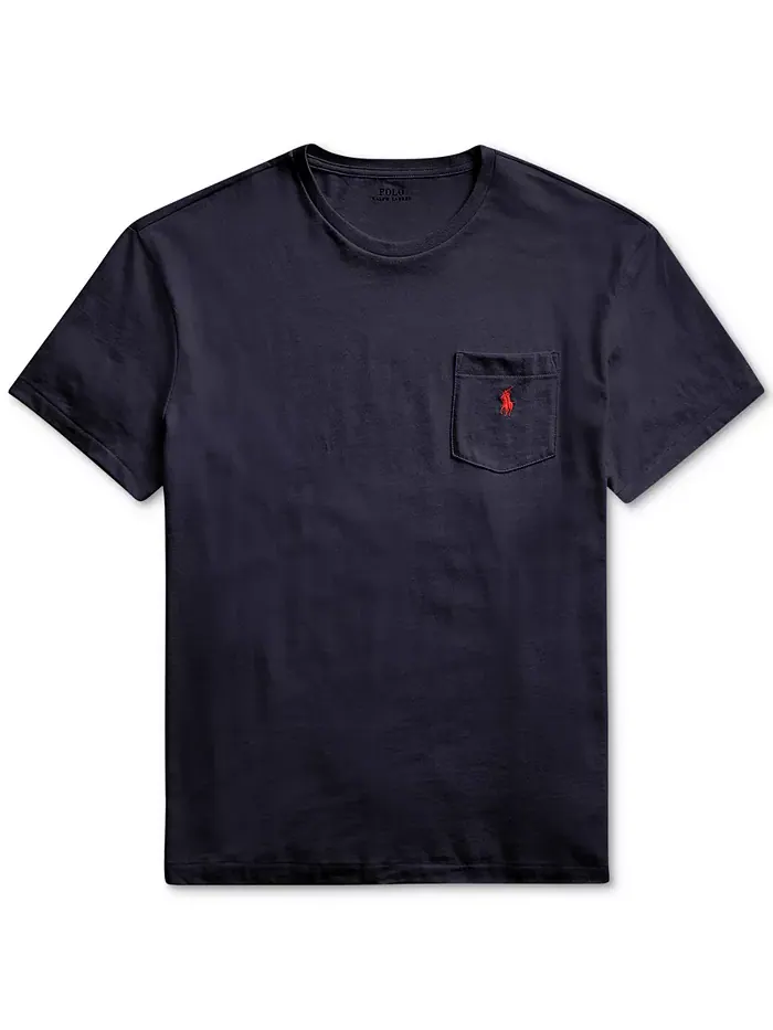 Мужская классическая футболка с карманом и круглым вырезом Polo Ralph Lauren — изображение 5 из 5, синий