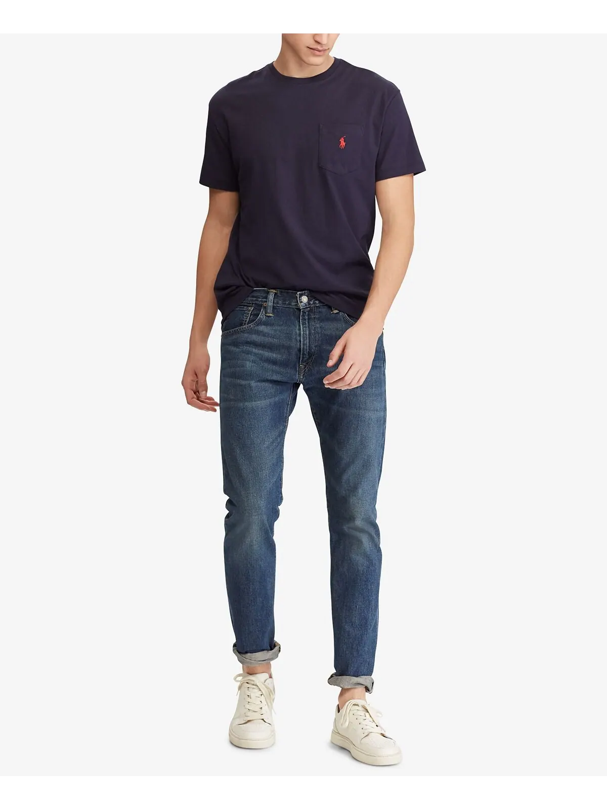 Мужская классическая футболка с круглым вырезом и карманами Polo Ralph Lauren — изображение 3 из 3, синий