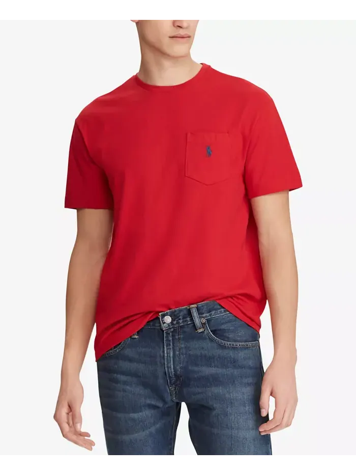 Мужская классическая футболка с карманом и круглым вырезом Polo Ralph Lauren — изображение 1 из 5, красный
