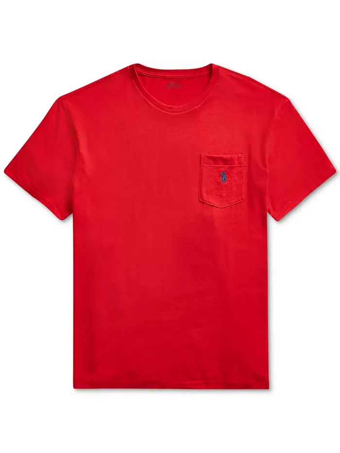 Мужская классическая футболка с карманом и круглым вырезом Polo Ralph Lauren — изображение 5 из 5, красный