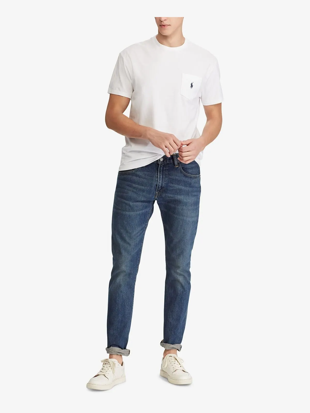 Мужская классическая футболка с круглым вырезом и карманами Polo Ralph Lauren — изображение 3 из 3, белый
