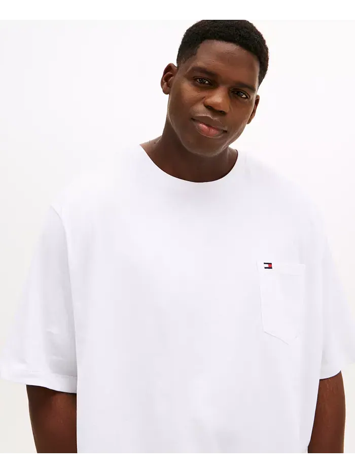 Мужская футболка с карманом и круглым вырезом Tommy Big & Tall Tommy Hilfiger — изображение 3 из 4, яркий белый