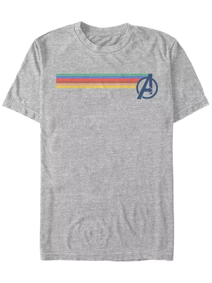 Футболка с коротким рукавом Marvel Men's Comic Collection Avengers с разноцветными полосками и — изображение 1 из 1, серый