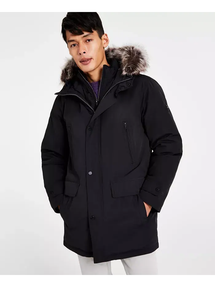 Парка с капюшоном и нагрудником Michael Kors Men's Hooded Bib Snorkel Parka — черный