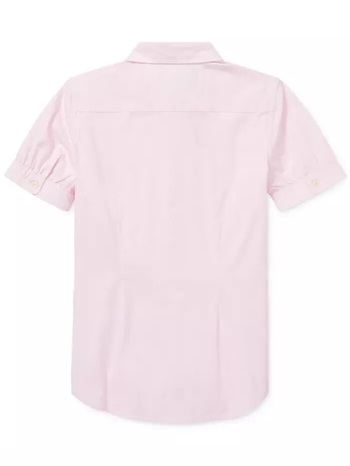 Однотонный топ Oxford с короткими рукавами для больших девочек Polo Ralph Lauren — изображение 2 из 2, розовый