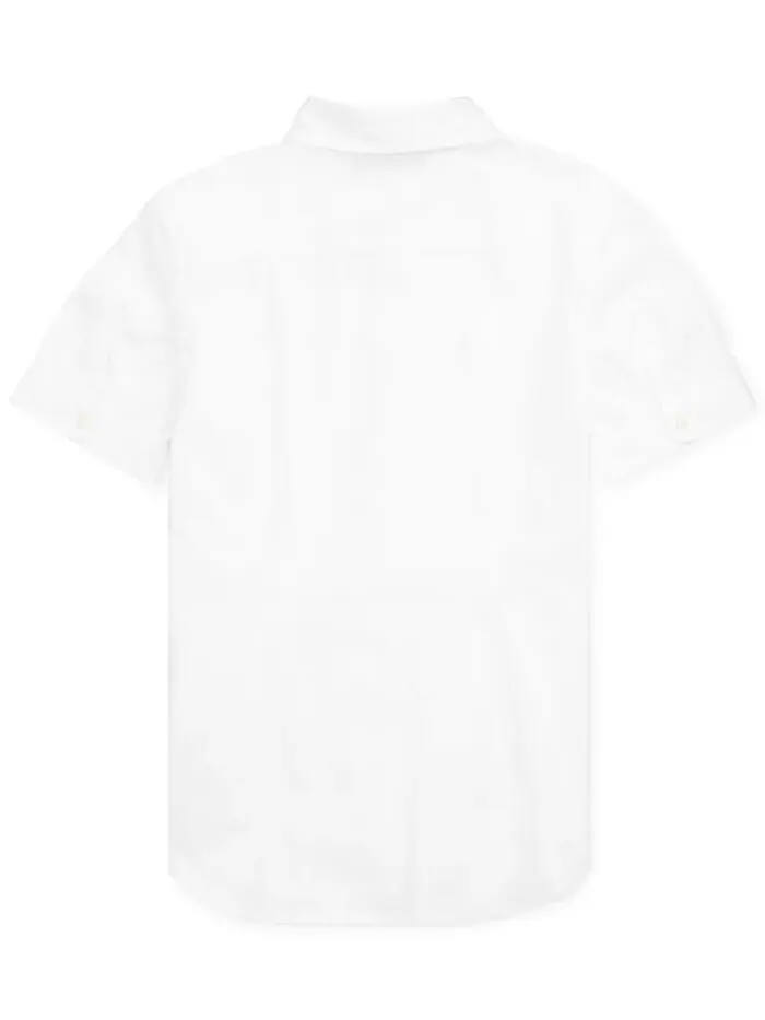 Однотонный топ Oxford с короткими рукавами для больших девочек Polo Ralph Lauren — изображение 4 из 5, белый