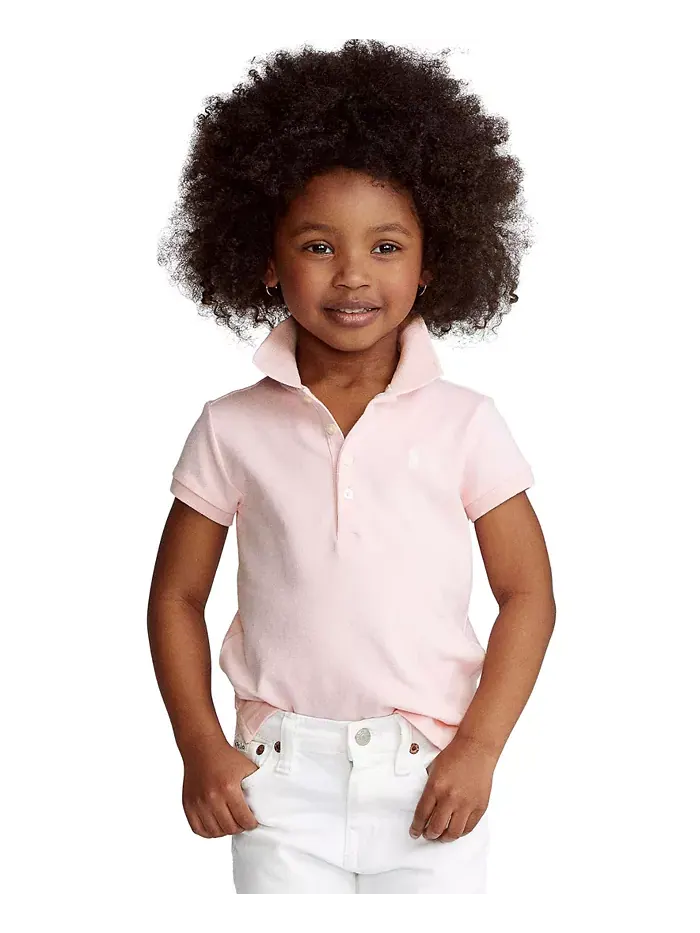 Детская и девичья короткорукавная поло из стрейч-хлопковой сетки Polo Ralph Lauren — 1