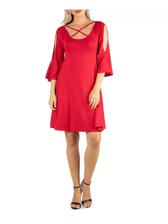 Женское платье с открытыми плечами длиной до колен 24seven Comfort Apparel