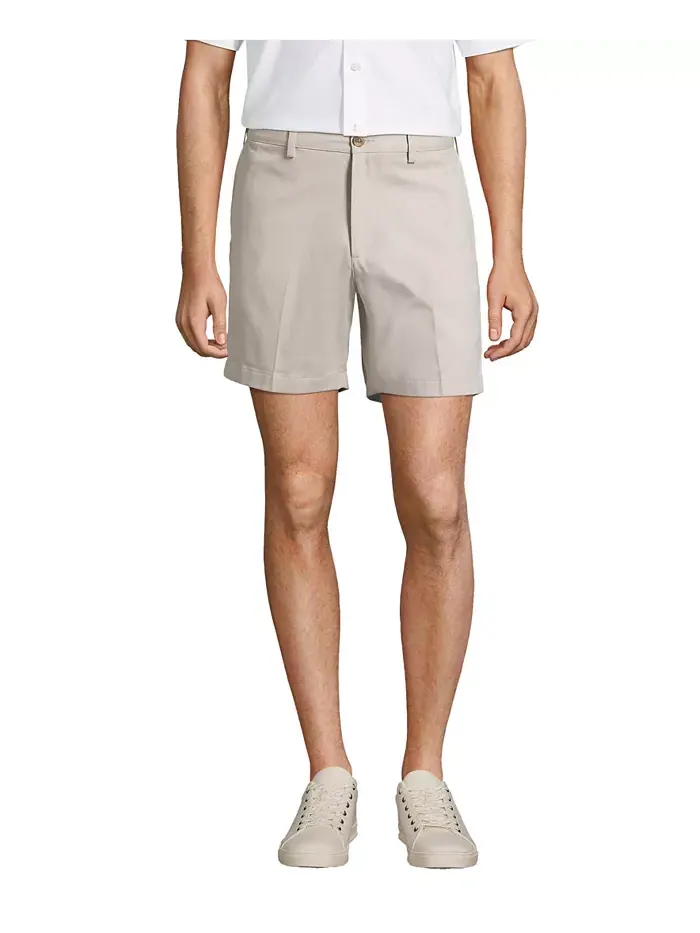 Мужские немнущиеся шорты-чинос Comfort Waist Plain Front длиной 6" Lands' End